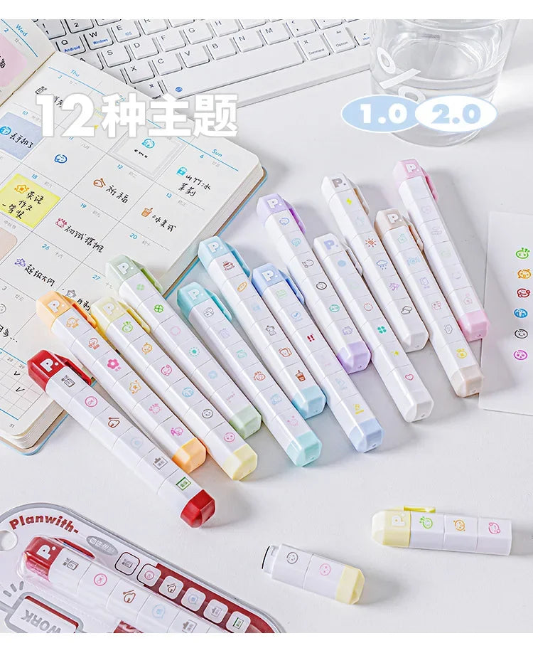 Cute Multi-link Mood Stamp Set – Kawaii INS Style Journal Diary Stamps, Scrapbooking Supplies for Planners Crafting, Creative Marking Tools for Teens Girls