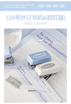 1 Cute Gift Stapler Set White/Blue Children's Novel Handicraft Tool Set Small Home Office Stationery  Children's Travel Bag
