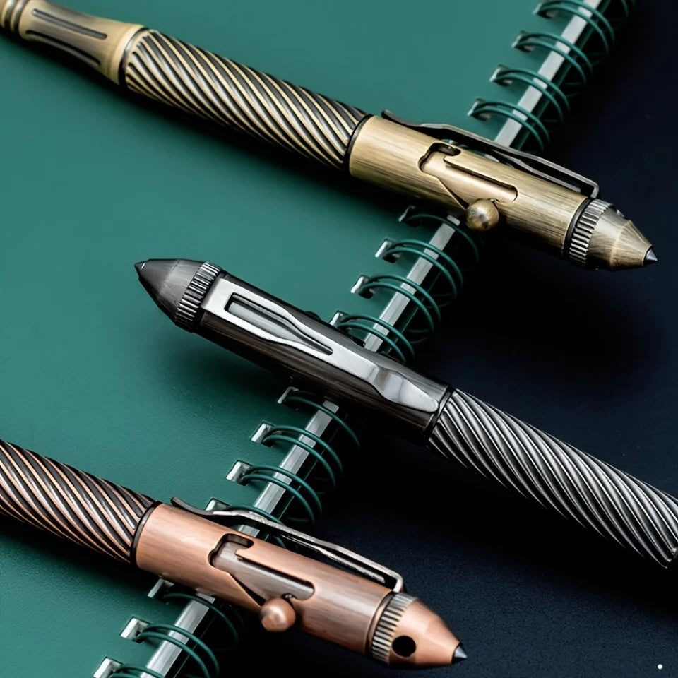 1Pc Brass Pen with a Tungsten Steel Nib, Heavy Metal Feel, Retro Design, Suitable for Business and Office Use, Rotating and Retractable, for Students/Organizations, Holiday Gifts, Valentine's Day, Back-To-School Season, Schoo