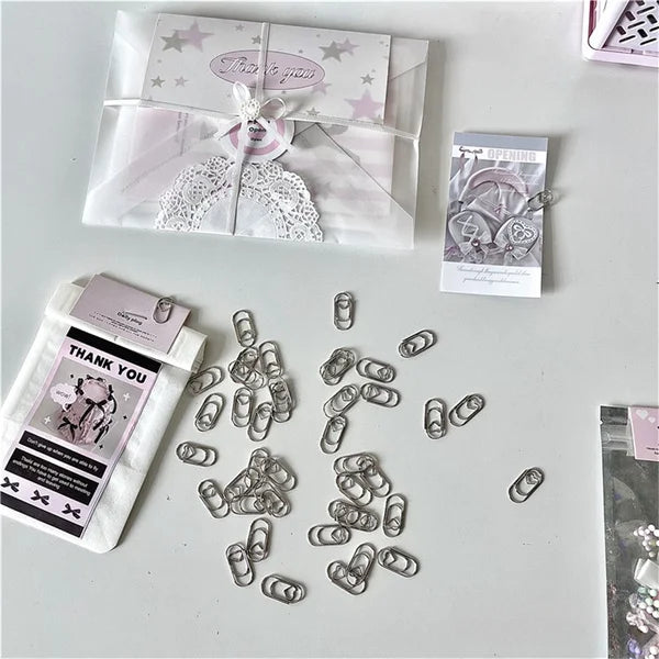 30pcs Silver Mini Heart Paper Clips Photo Cards Packing Materials Photo Clips Metal Paperclip Bookmark School Office Accessories