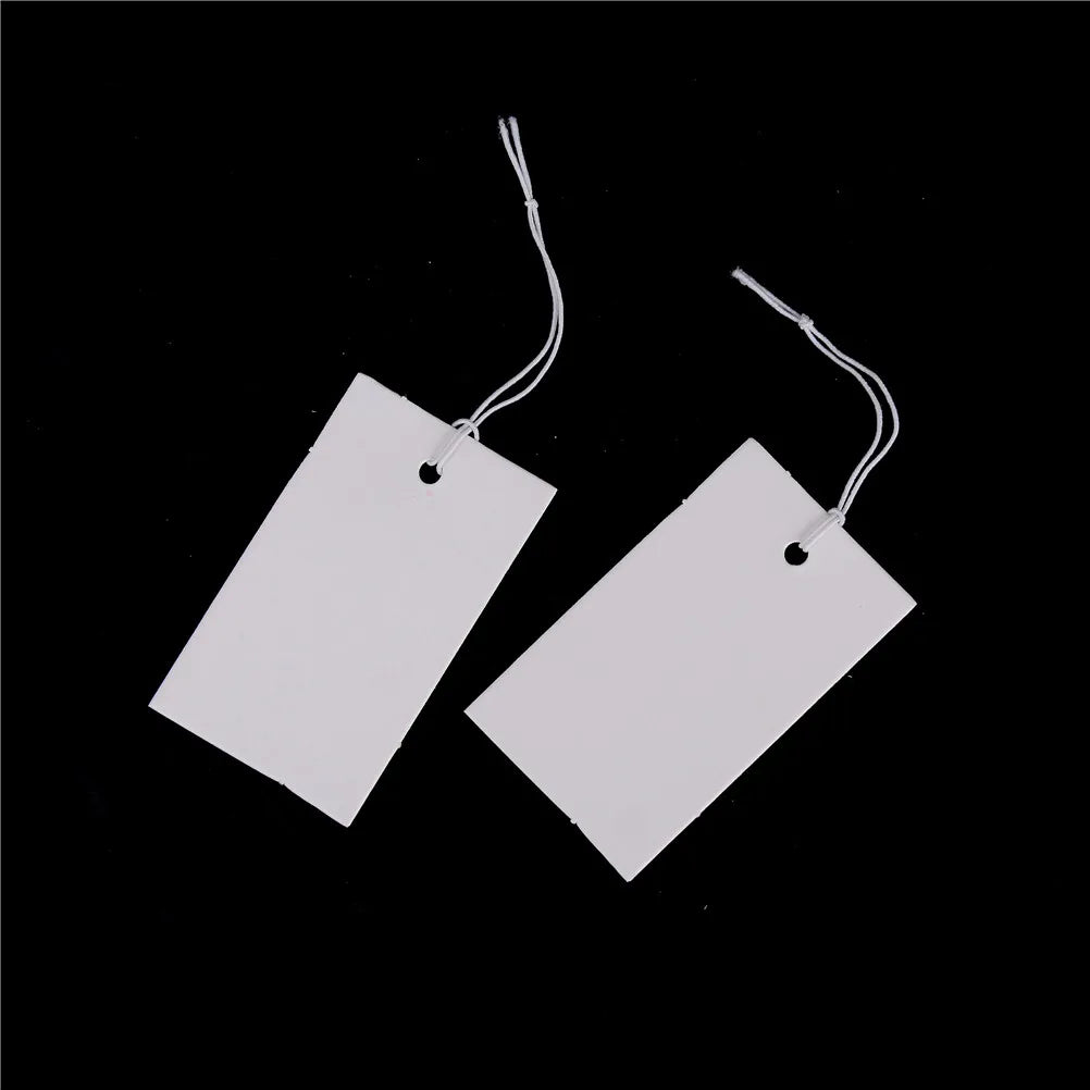 100pcs Price Label Tags String Tie Watch Jewelry Display Merchandise Price Label Paper Cards Rectangular Blank Price Tag