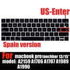 Keyboard Cover For MacBook Pro with Touch Bar 13&15 2016-2019 Model: A2159, A1989, A1990, A1706, A1707), Silicone Skin Protector