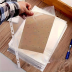 50 A4 Transparent Plastic Folders - 3-Ring Binder, Test Papers, Invoices, Office Supplies, Easy Design, 4C Thickness, Normal Use