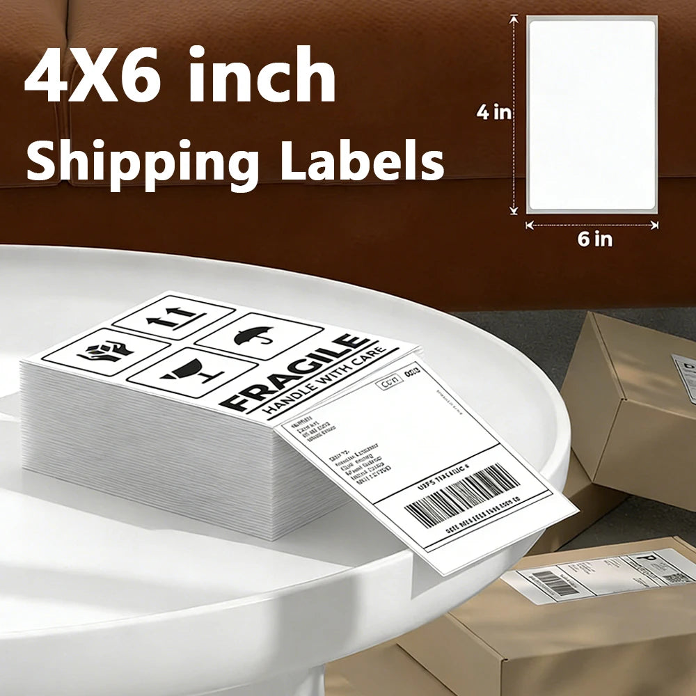 4"x6" inch Thermal Label Paper 100/200/500 Sheets Adhesive Stickers For Shipping Labels Printer For DHL UPS Express Barcode