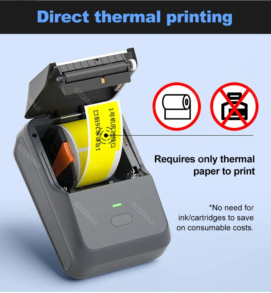 P2 Thermal Wireless Label Printer 20-58mm 2 inch Portable Bluetooth Sticker Mini Printer Price Tag Barcode Label Maker DIY