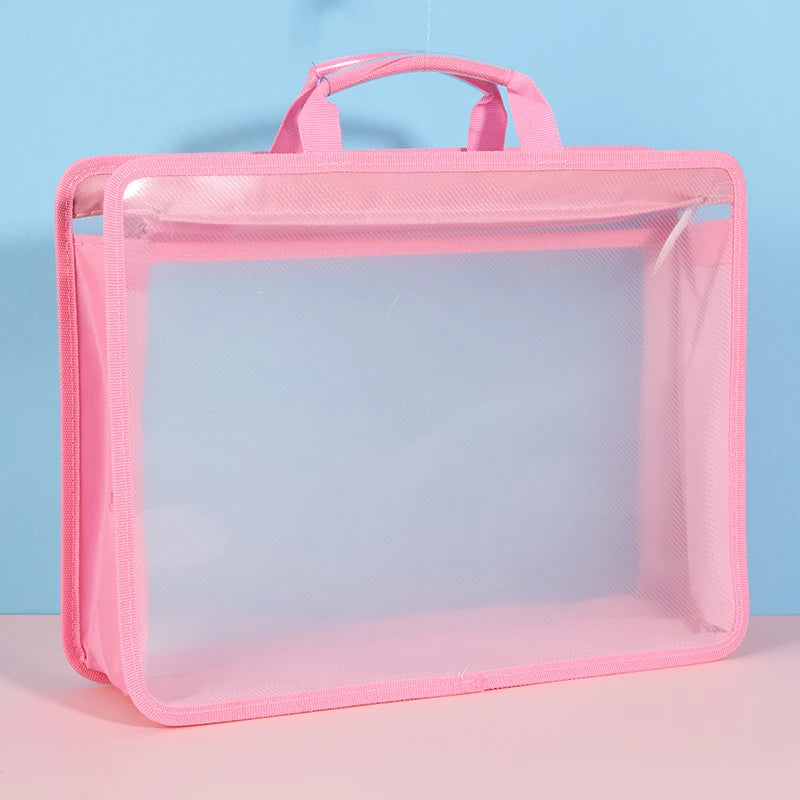 Transparent A4 Handbag Six Colors Large Capacity Waterproof Documents Students Business Portable Bag