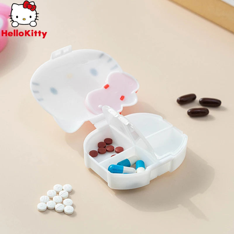 Sanrios Mini Pill Box Anime Figures Hellokitty Portable Pill Case Medication Organizer Cute Mymelody Cartoon Daily Dose Box Gift