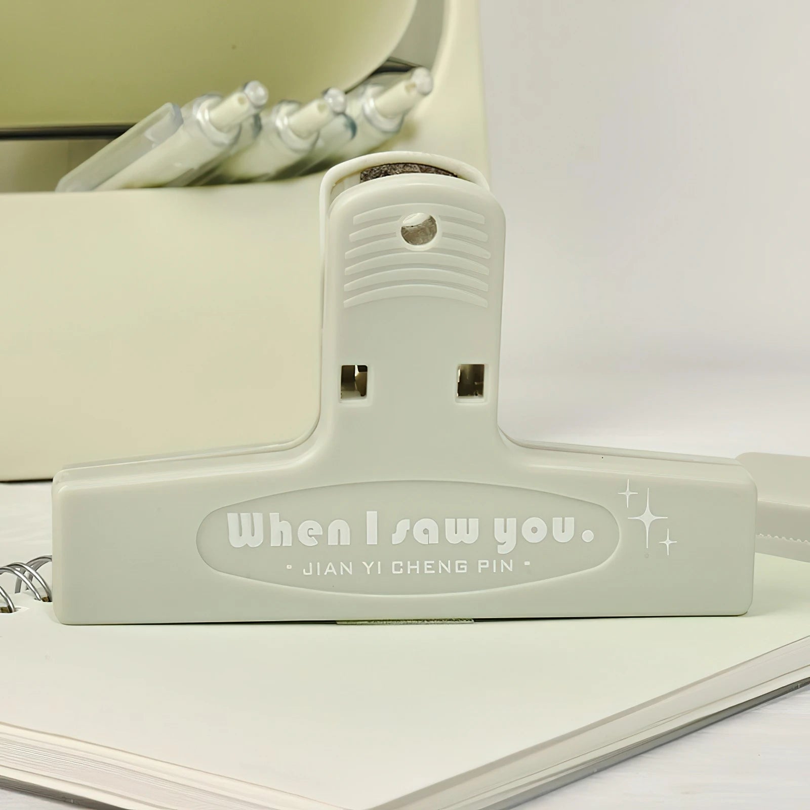 1pcs When I Saw You White Paper Clip Large Binder Clips Diary Page Marker Office School Binding Tools Bag Accessories A7871