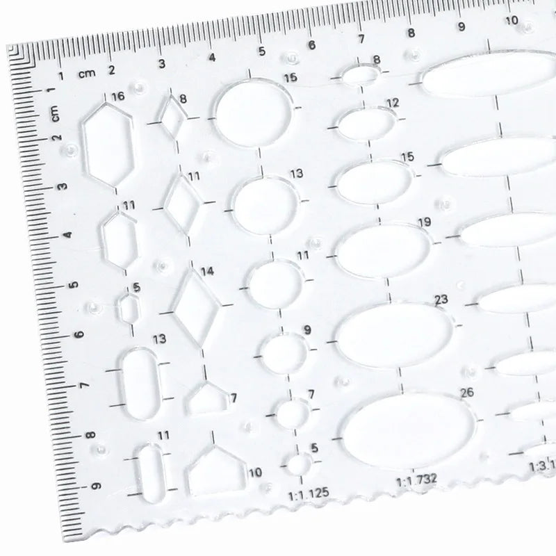 Transparent drawing size square square ruler hexagonal triangle ruler drawing design ruler scale line