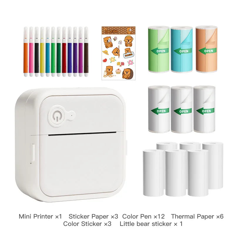 Dolewa D8 Portable Printer Thermal Paper Stickers Paper Mini Printers Labels Maker Printer for Photo Printing for Gift