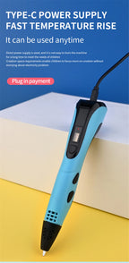 New 3D Pen 3D Printing Pen for Children 1.75mm PLA Filament DIY Drawing Birthday Christmas Gifts for Kids with Travel Case