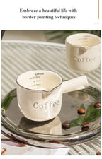 Espresso Coffee Ceramic Small Milk Cup Wth Scale Coffee Measuring Cup Extraction Cup With V-Shaped Mouth Pitcher