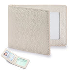 Thin Minimalist Bifold Design Driver's Licence Cover Genuine Leather ID Badge Window Slot Credit and Debit Vaccinum Cards Holder