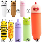 1PCS Kawaii Animals Silicone Telescoping Pencil Case Student Large Capacity Stationery Bag Giraffe/ Bee/Panda Learn Stationery