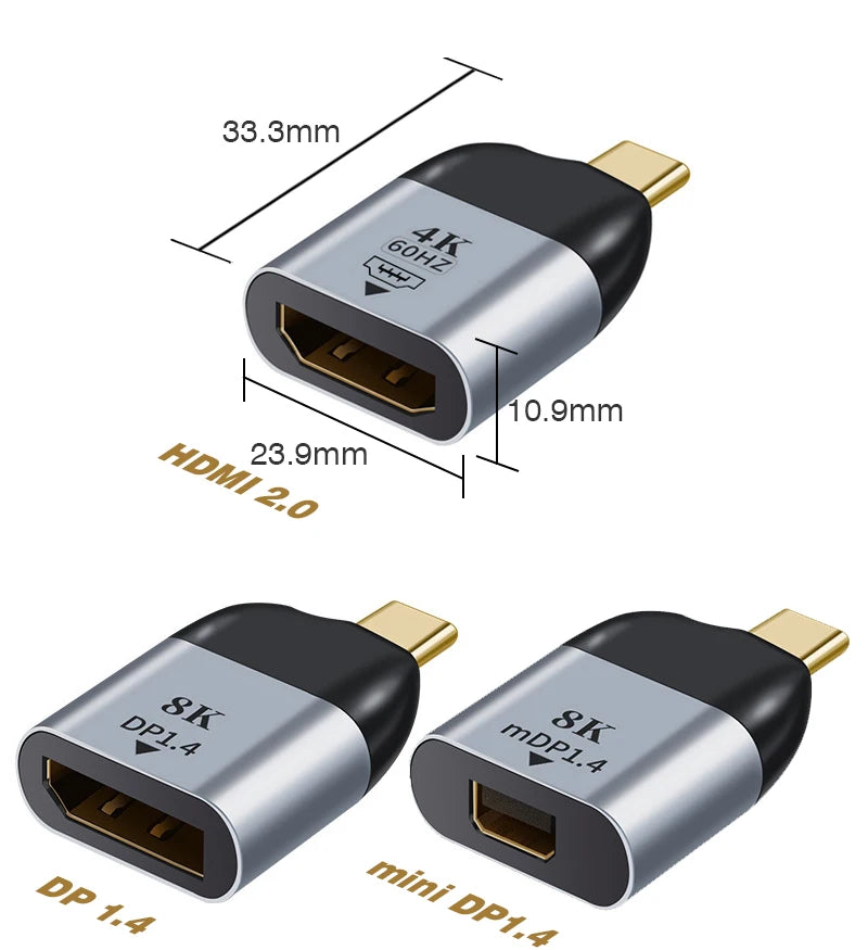 USB Type C To HDMI-Compatible 8K USB C to DP DisplayPort miniDP 4K VGA Adapter For Laptop MacBook TV Box PS5 Switch iPad Galaxy