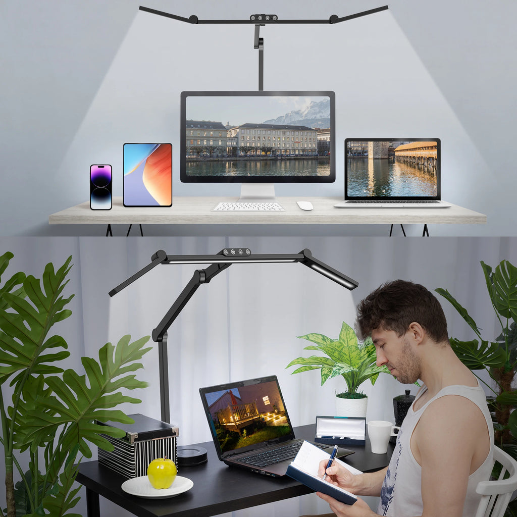 28.2" Large Transformable LED Desk Lamp with Clamp, Architect Ultra Bright 24W Light, Auto Dimming and Sensor Design for Office