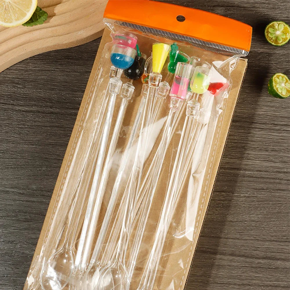 Clear Acrylic Cocktail Stirrers, Drink Mixing Spoon Sticks, Bar Coffee Stirring Rods for Home, Cafe, Restaurant & Party Use