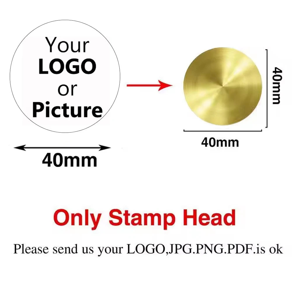 Custom Brass Wax Seal Stamp Personalized LOGO 25/30/40/50mm Round/Square Wax Sealing Head For Wedding Invitation Card Decor Seal