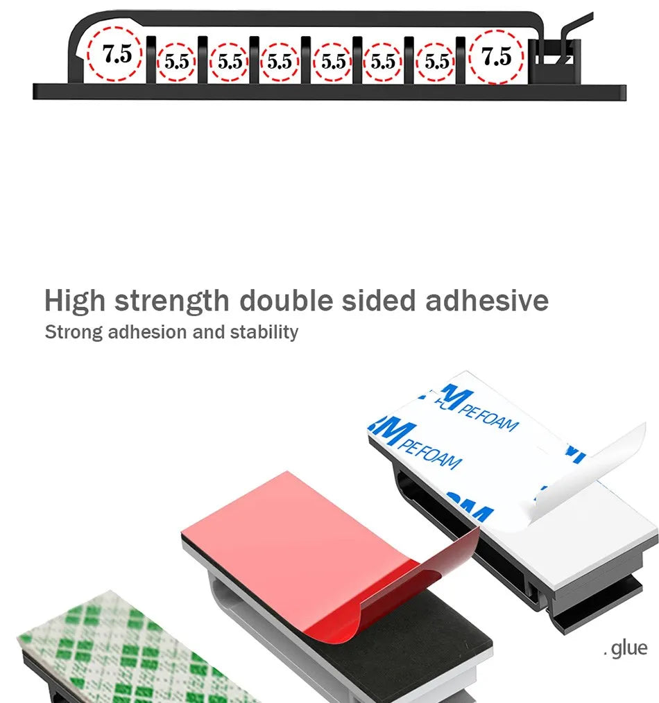 Cable Organizer Self Adhesive Cable Clips USB Cable Management Clamp Car Home Desk Wall Cord Holder Charging Wire Winder Manager