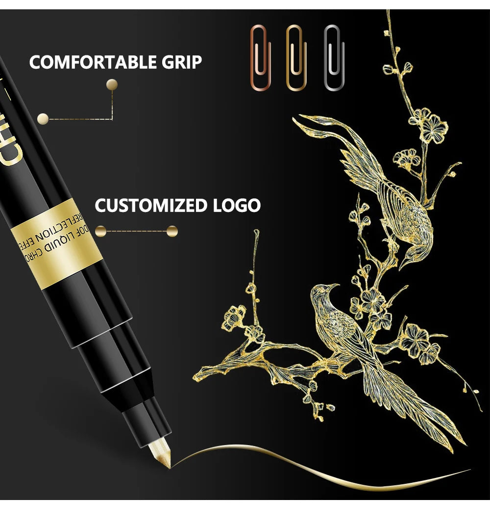 1Pcs Chrome Mirror Marker Pen 0.7mm 1mm 2mm DIY Reflective Paint Pen Permanent Gold Silver Copper Marker Model Painting Marking