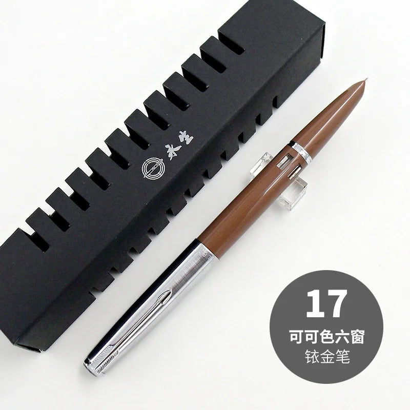 NEW Wingsung 601 Press Piston Fountain Pen Iridium EF/F Nib Steel Cap Vacumatic Resin Ink Pen School Stationery Office Supplies
