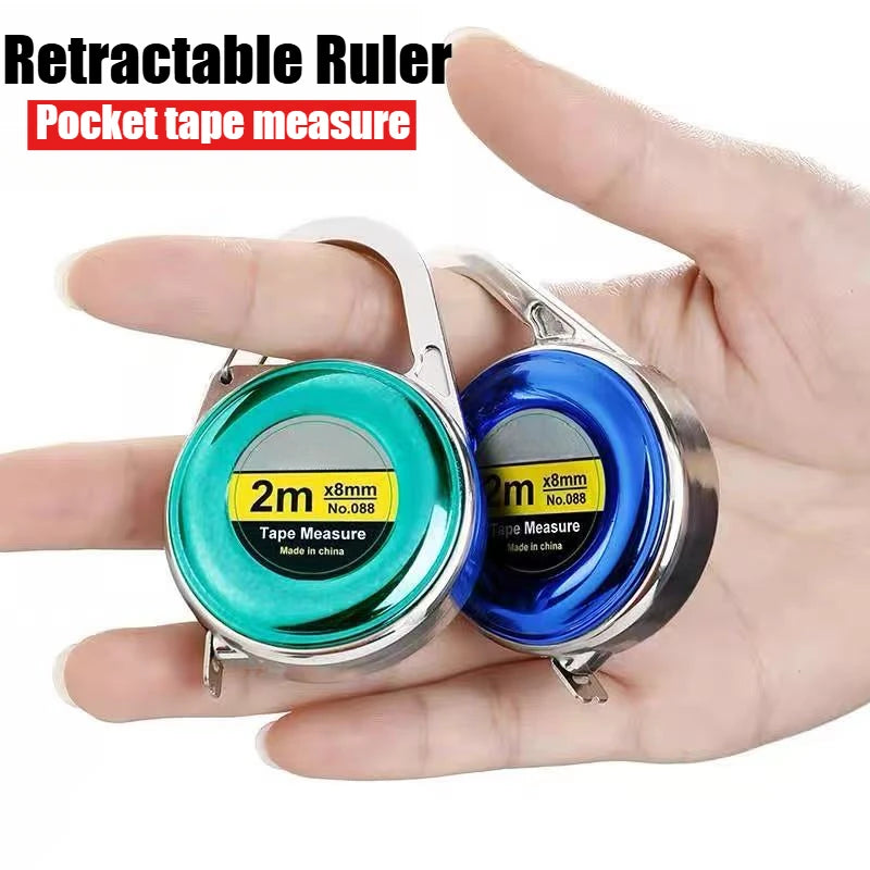 Retractable Ruler Tape Measure Keychain Mini Pocket Size Metric 2m Car Key Rings Accessories Women Men Portable Tools Accessory