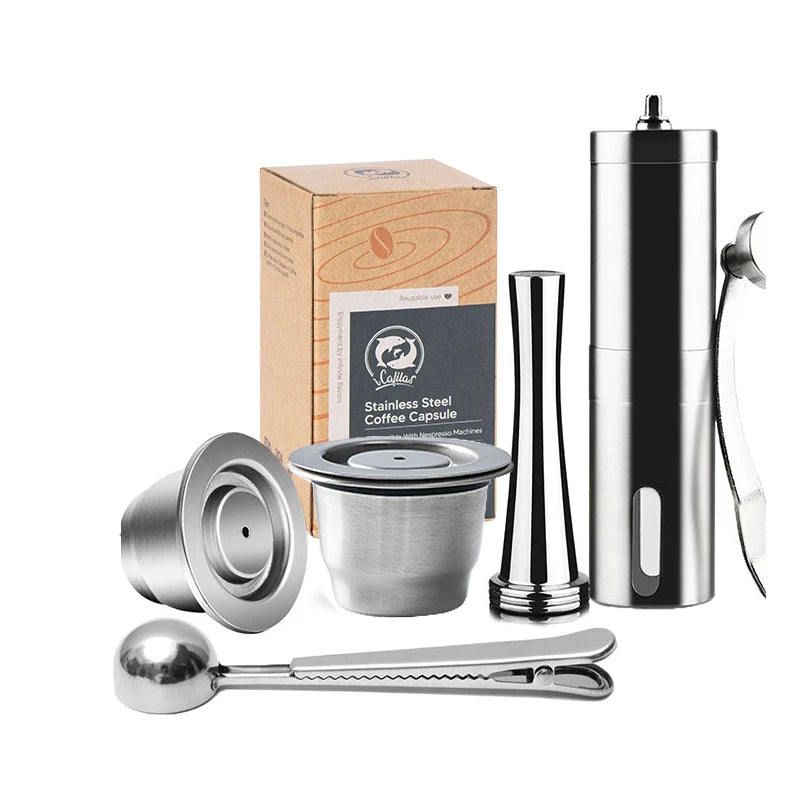 Reusable Nespresso Coffee Capsules Cup Stainless steel Refillable Coffee Capsule Refilling Filter Coffeeware