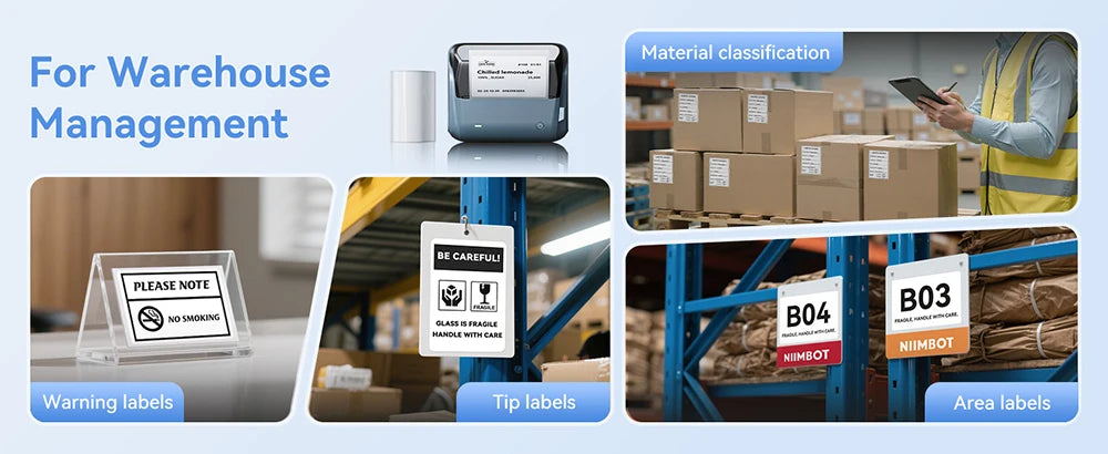 Niimbot B4 Thermal Label Printer Large Size 20-110mmm Print Width Label Sitcker Machine Shipping Label Business Office Use