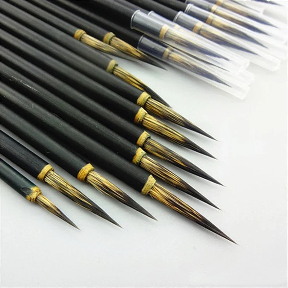 3pcs/set Hook Line Fine Paint Brush Copper Head Chinese Calligraphy Brush Pen Paint Brush Art Stationary Oil Painting Brush