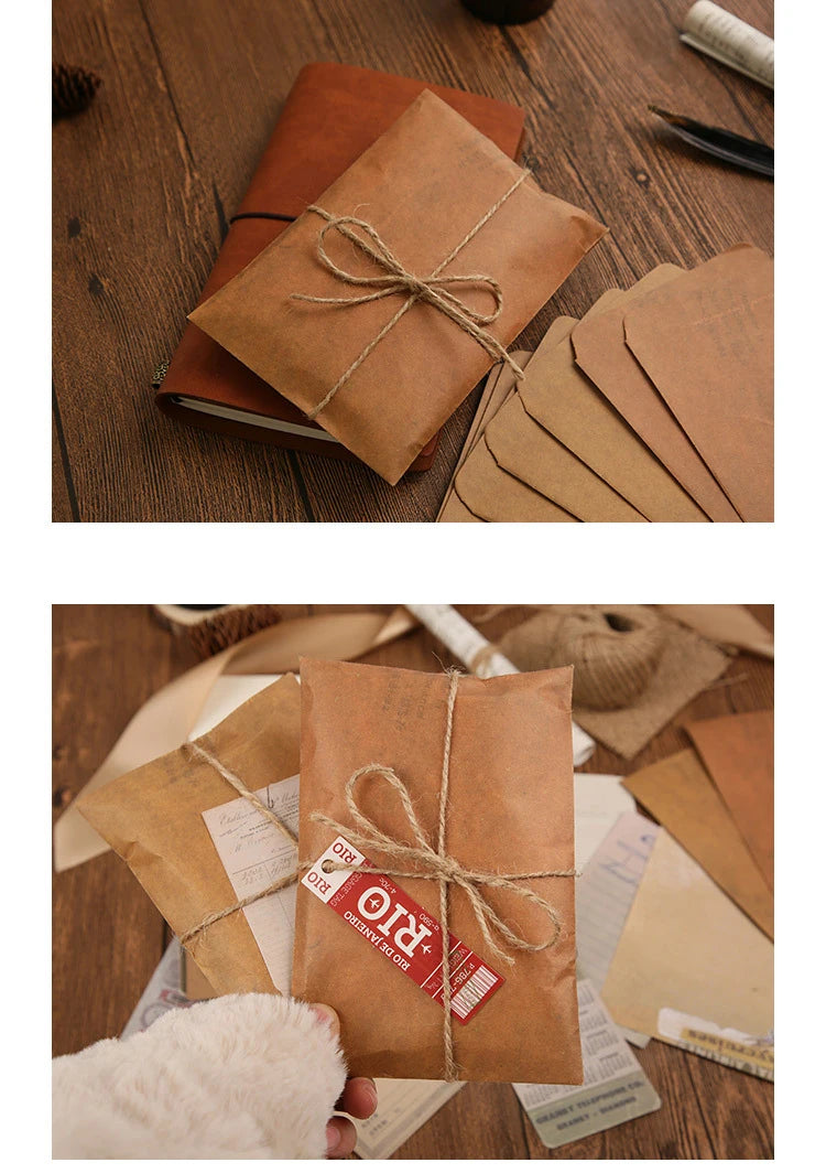 Mr.paper 10pcs/set Vintage Kraft Paper Envelope Creative Nostalgic Postcard Storage Bag Fire Paint Envelope Letter Supplies