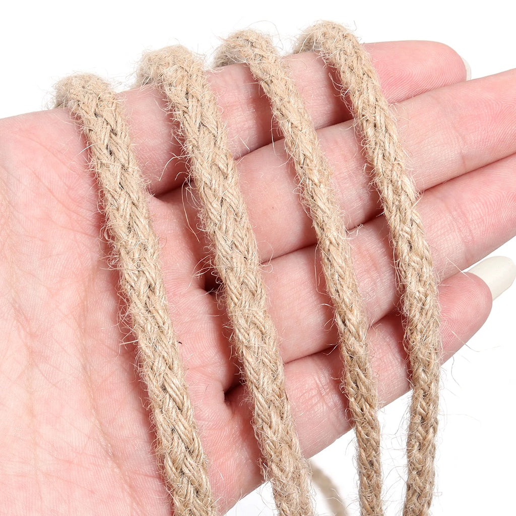 10yards/pack 6/8mm Natural Jute Rope Bold Eight Strand Twisted Cord Rope For Home Crafts Party DIY Clothing Gift Packing Decor