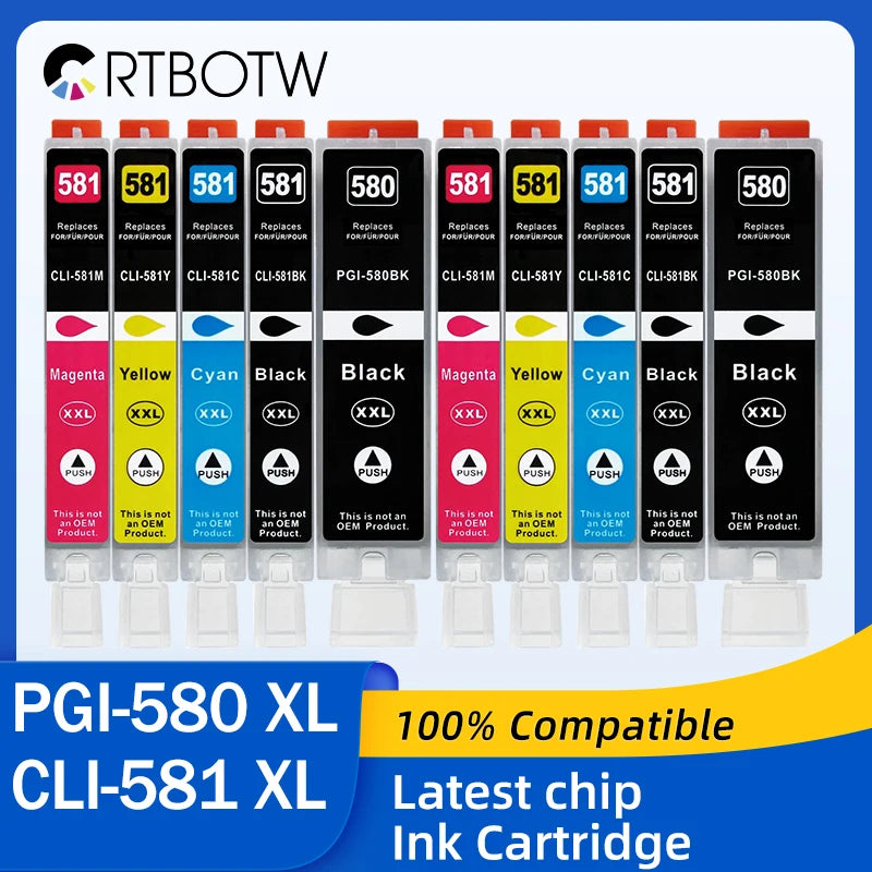 PGI-580 XL CLI-581 Ink Cartridge For Canon 580 581 XXL Compatible PIXMA TS705 TR7550 TR8550 TS6150 TS8150 9150 TS9155 Printer
