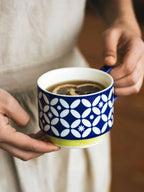 300ml Japanese Flower Coffee Mug Set Retro Ceramic Milk Oats Mug Office Water Handgrip Cup Kitchen Party Drinkware Set