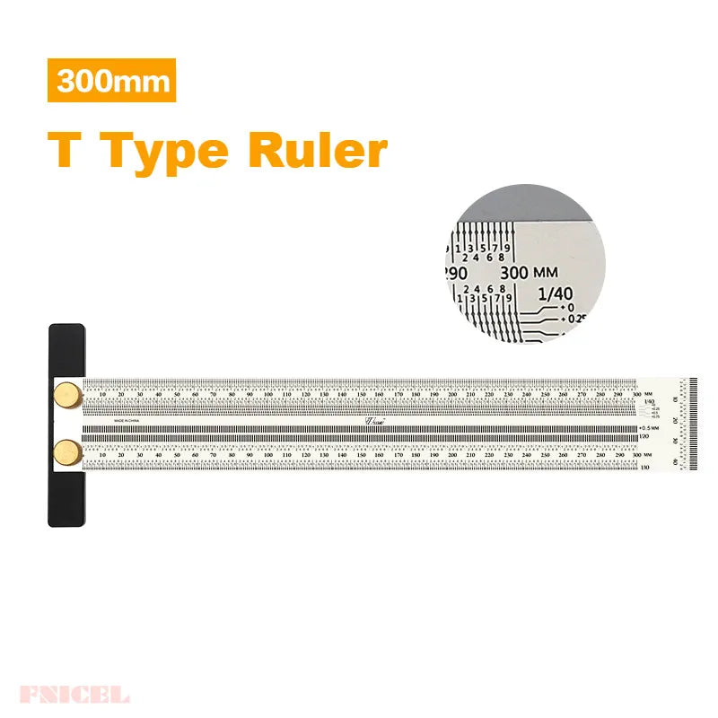 Precision Marking Ruler 200/300/400mm Stainless Steel Marking T-Rule 180mm Angle Ruler Automatic Pencil Scribing Mark Line Gauge