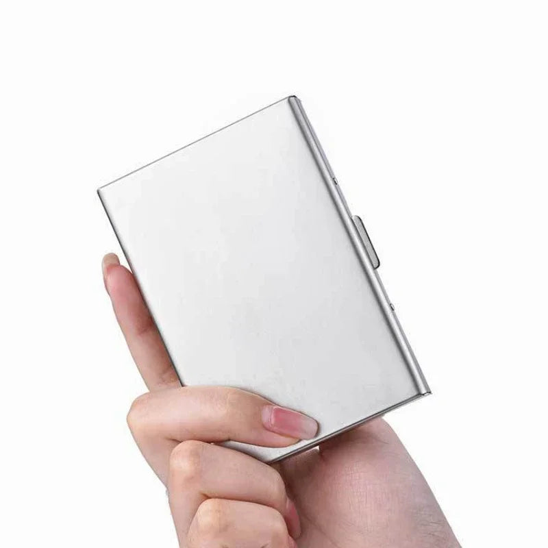 Stainless Steel RFID Anti-Theft Card Holder, Ultra Thin Anti-Demagnetization Metal Wallet, Portable Credit Purse for Men Women