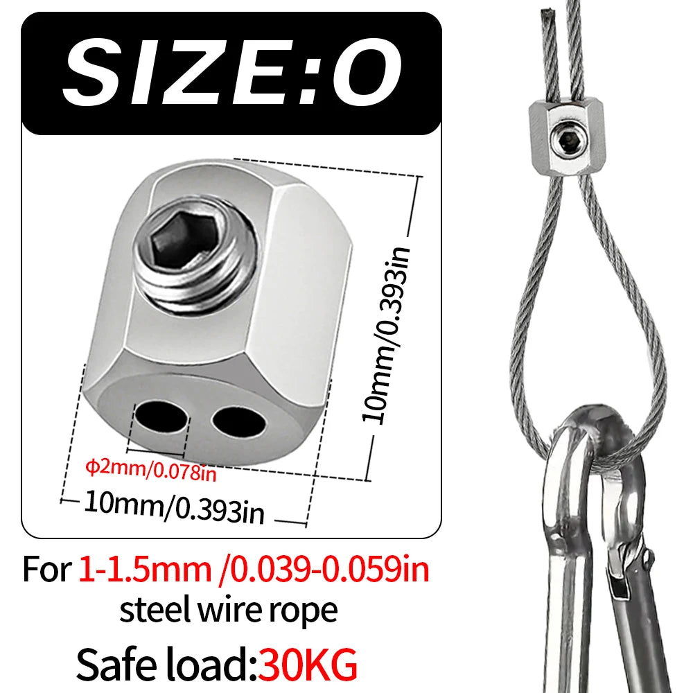 0.8-2mm Steel Wire Rope Clamp Stainless Steel Cable Copper Metal Hanging Clip Adjustable Screws Fixed Hardware Accessories
