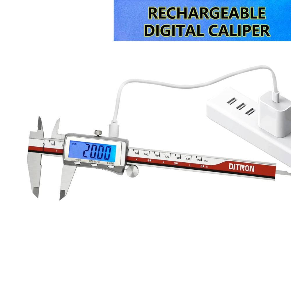 MaxGeek Rechargeable Digital Vernier Caliper with Back Light Function USB-C Charging Measuring Tools 150mm/200mm/300mm
