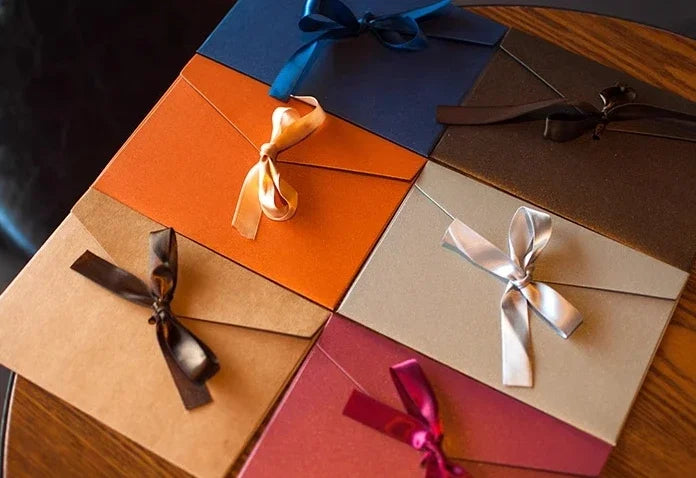 10 Pcs/set Envelope Pearlescent Paper Bow Thicken Ribbon Retro Creative Color Stationery Wedding Invited Gift High Quality