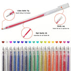 Set of 12 or 24 Glitter Pens, Liquid Sand Pens, Shimmer Gel Pens, and Aurora Glitter Pens—perfect for journaling and drawing