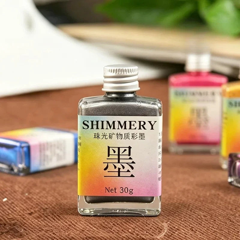 30ml Sheen Gold Calligraphy Ink Pearlescent Shimmer Metallic Mineral Based Chinese Brush Pen Sumi Ink