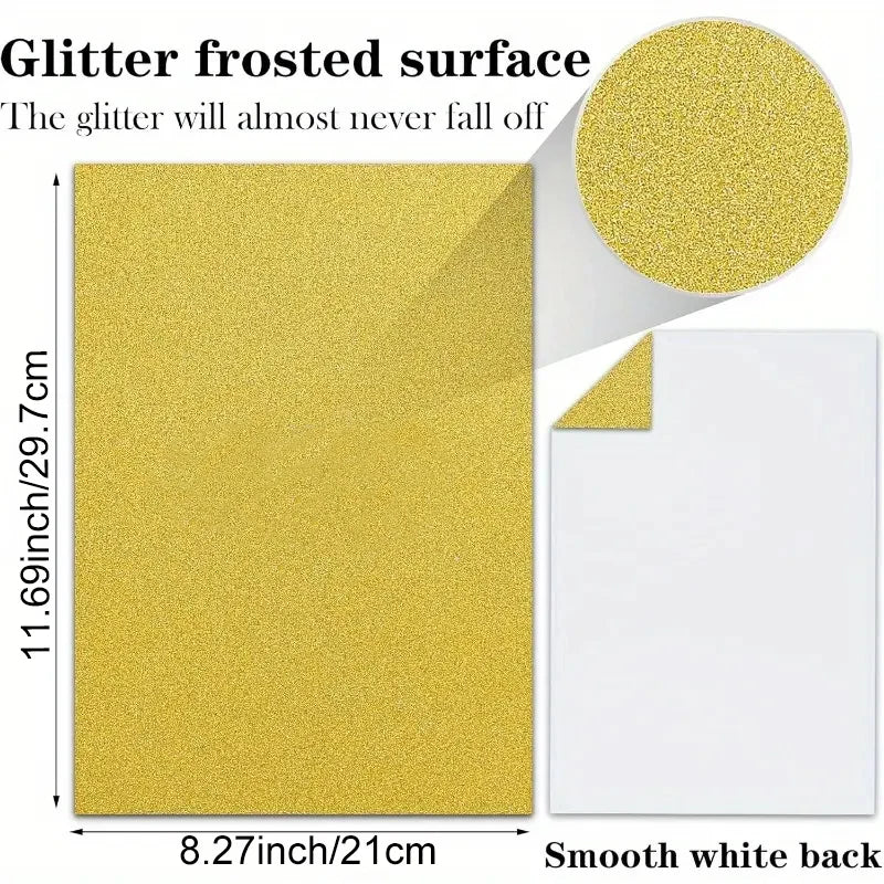 25 Sheets Colored Glitter Cardstock Paper 250G A4 Premium for Scrapbook DIY Projects Birthday Party Decoration Gift Box Wrapping