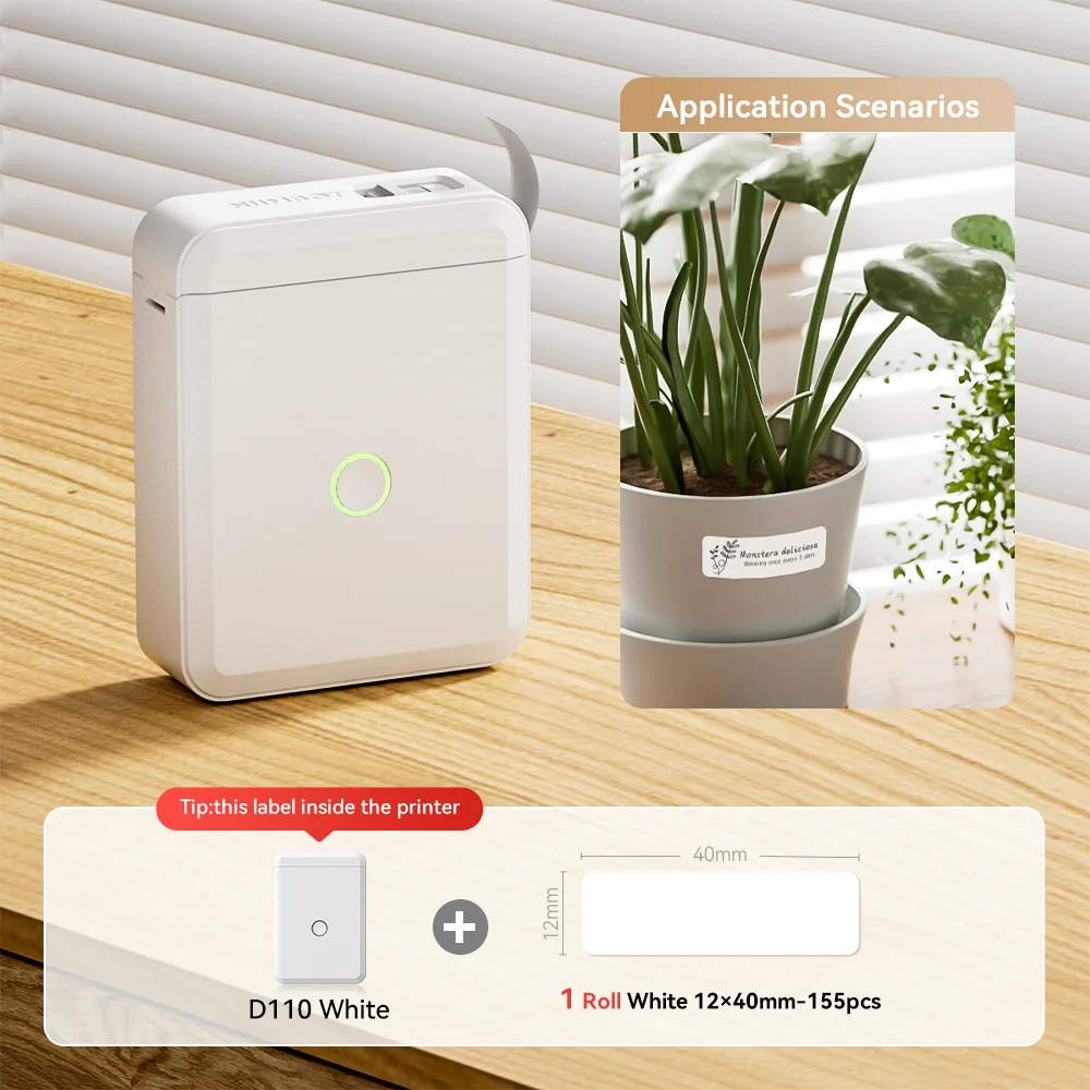 Niimbot D110 Mini Handheld Thermal Label Maker Wireless Sticker Machine Inkless Pocket with Label Sticker for Home Office