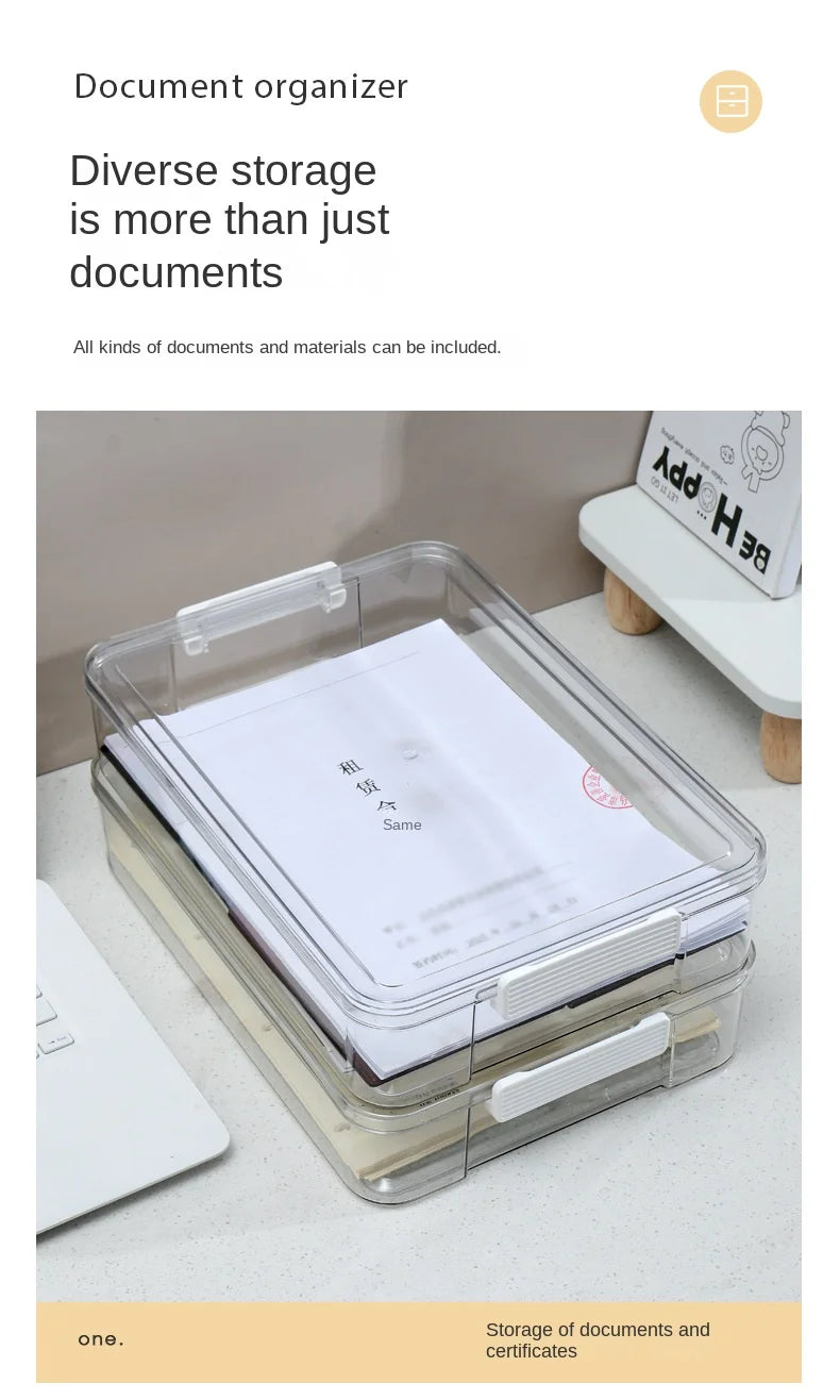Acrylic Transparent Desktop Paper Storage Box A4 File Document Exam Paper Organizer Household Dust Proof Card Holder Case