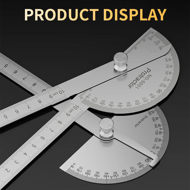 LUXIANZI Stainless Steel Protractor Angle Ruler 180 Degree Guage Woodworking Carpentry Tool Measuring Angle Meter Goniometer