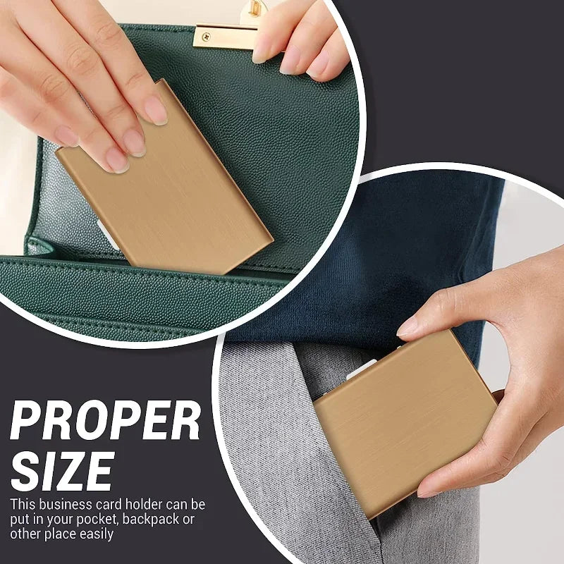 Anti-Scan RFID Blocking Card Holder - Aluminum Metal Wallet for 6 ID/Bank Cards Business Credit Card Case with Secure Protection