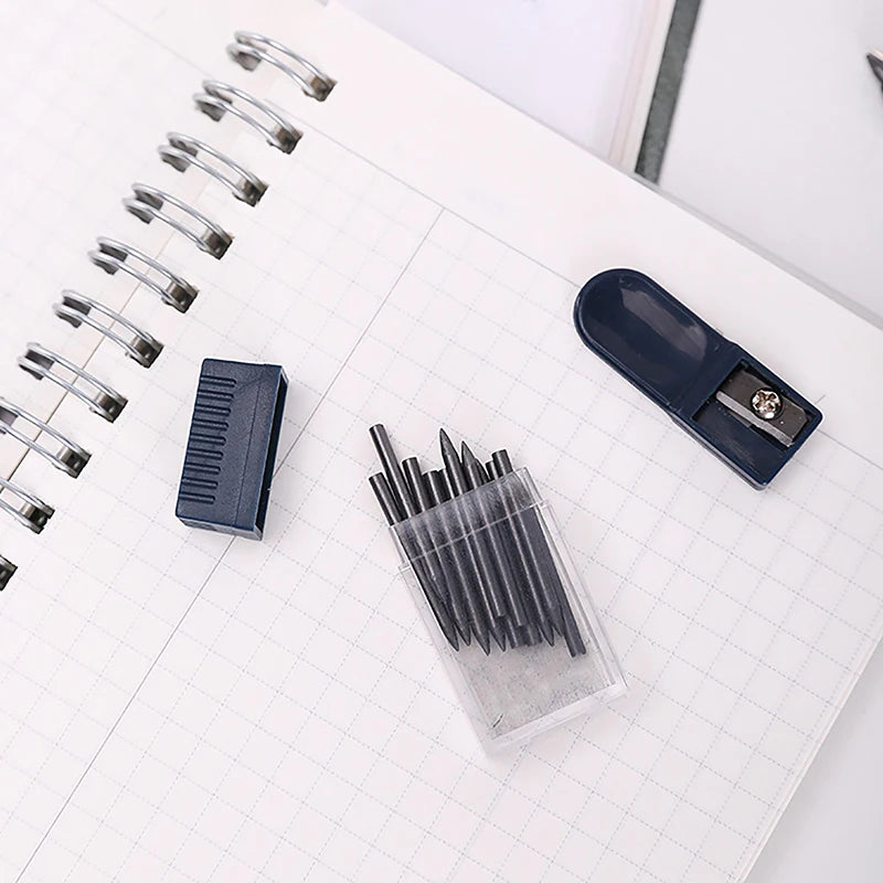 1 Set Mine Compas Pointer Sharpener Pencil Lead Stationery Compass Core With 2mm Manual Office Portable Storage