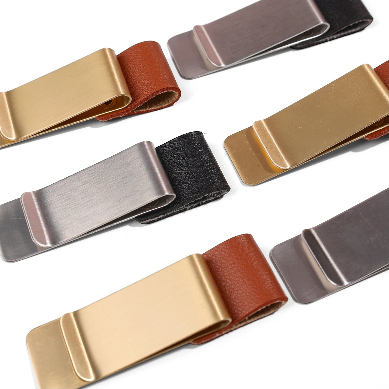 6-1PCS Stainless Steel Leather Pen Holder Pencil Clamps Notebook Bookmark Practical Organizer Clip Pen Holder Office Stationary