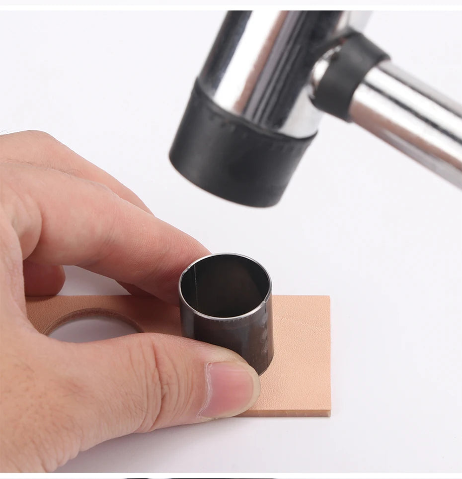QJH 7Pcs Sharp Leather Cutting Die Leather Circle Stencil Cutter Mold Round Hollow Hole Punch Set Paper Leather Craft Tools