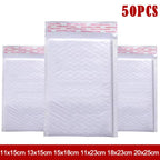 50Pcs Bubble Envelopes White Foam Shipping Bags Poly Bubble Mailers Pad Self Seal Packing Bags for Magazine 15cm 18cm 23cm 25cm