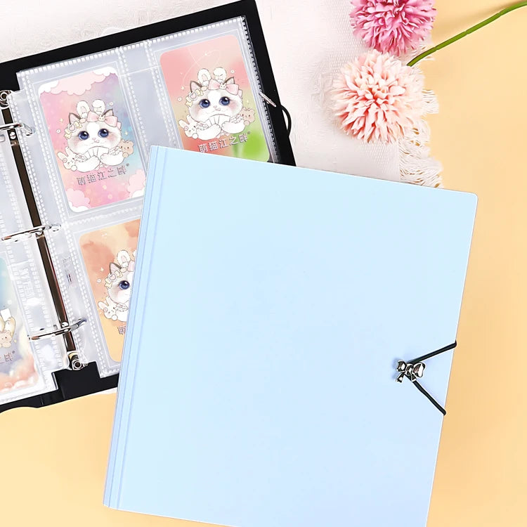 Heavy Duty A5 Card Binder W/ 55mm Large D-Rings 3-Ring Thick Photo Card Album W/ Elastic Band for K-pop Collection